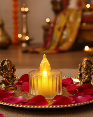 Golden Glow LED Diya Set (Pack of 24)