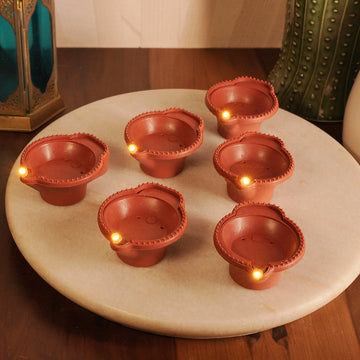 LED Brown Diya | Flameless | Pack of 6 or 12