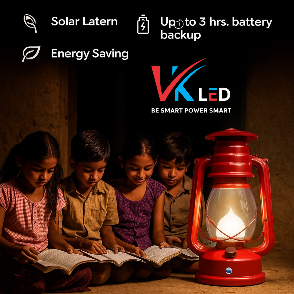 VK LED Paakeeza Solar LED Lantern – Rechargeable Night Bulb with Solar & USB Charging (2000mAh,