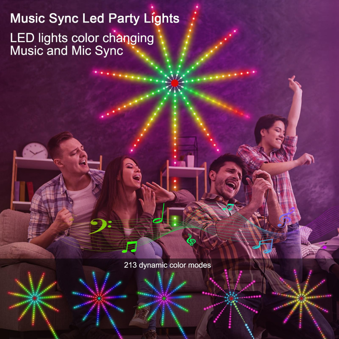 Smart RGBIC LED Firework Lights | Music Sync | App & Remote Control