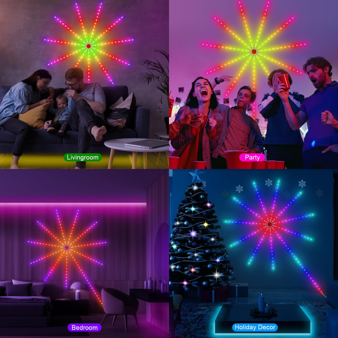 Smart RGBIC LED Firework Lights | Music Sync | App & Remote Control