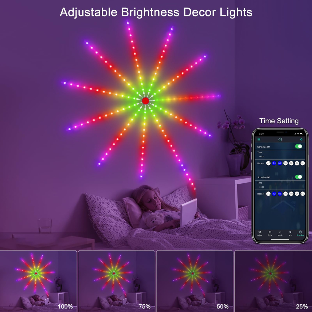 Smart RGBIC LED Firework Lights | Music Sync | App & Remote Control