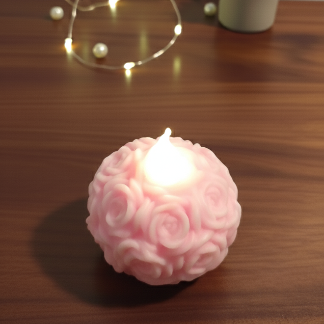 Pink Rose Decorative Candle Set (Pack of 12)