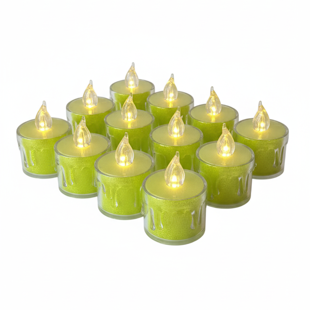 Lime Glow LED Candle Set (Pack of 12)