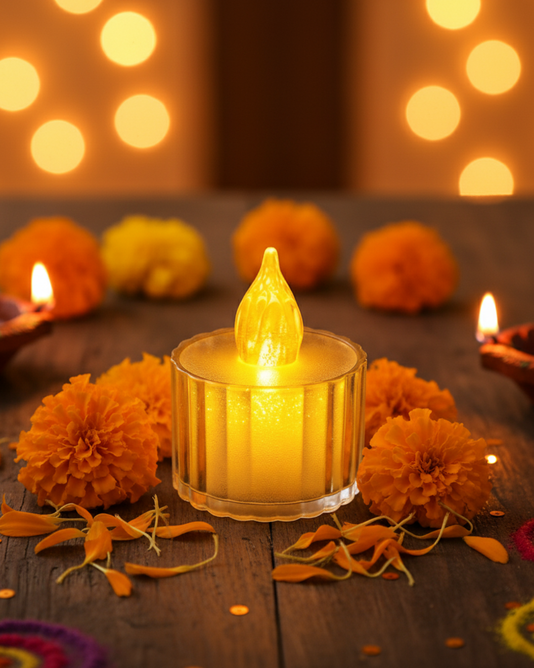 Golden Glow LED Diya Set (Pack of 24)