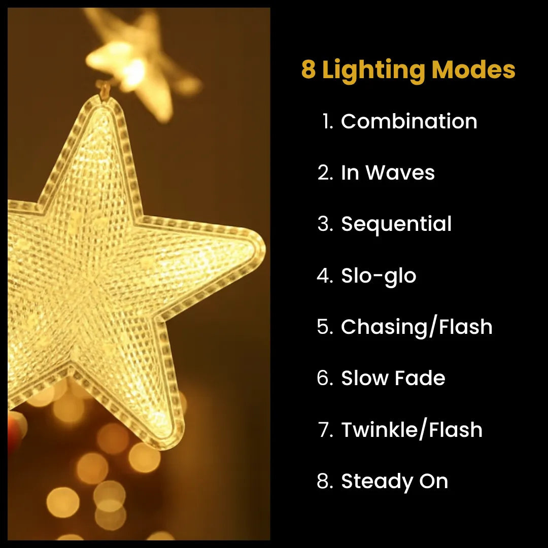 Star Curtain Fairy Lights – Warm White Decorative LED String Lights for Home, Diwali & Christmas Decor