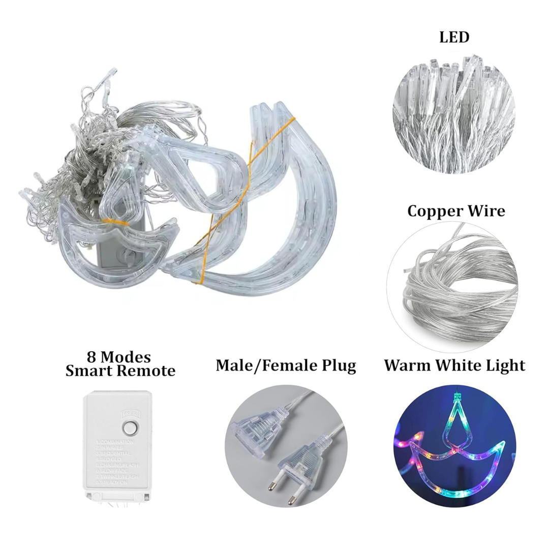 Diya Curtain LED Lights – Multicolor Hanging Decorative Lights for Diwali, Home & Festival Decor