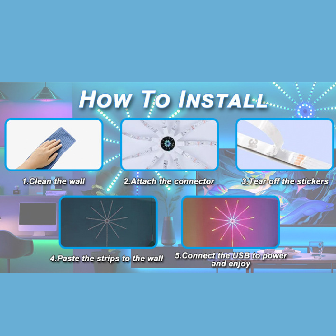 Smart RGBIC LED Firework Lights | Music Sync | App & Remote Control