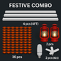 Festive Home Lighting Combo – 4× 20W 4FT Batten + 36× Water Sensor Diyas + 2× Solar Emergency Lantern + 2× 28W Mini Fan Bulb (B22)