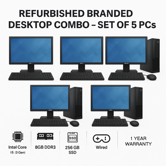 Refurbished Intel Core i5 Desktop PC – Set of 2 | 8GB DDR3 | 256GB SSD | 15–16" LED | 1 Year Warranty