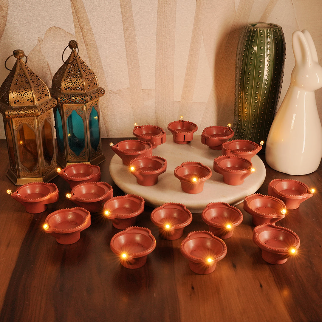 LED Brown Diya | Flameless | Pack of 6 or 12