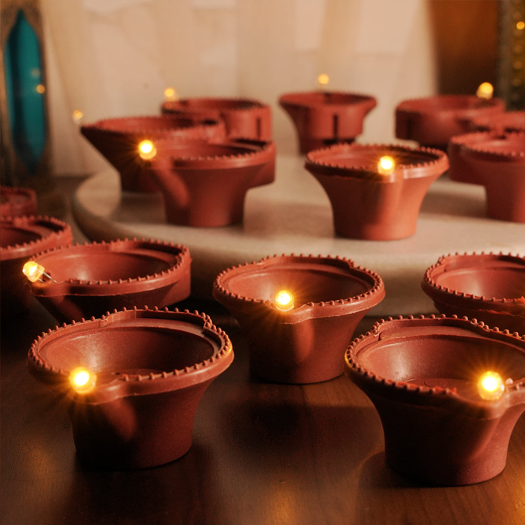 LED Brown Diya | Flameless | Pack of 6 or 12