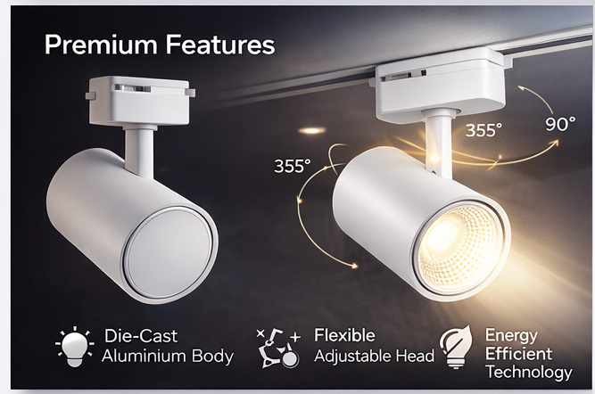 VK LED Premium Track Light – Adjustable Commercial Spotlight